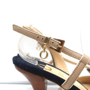 O Jour Asymmetric Bow Sandals Taupe Leather Size 41 Peep Toe Slingback Heels