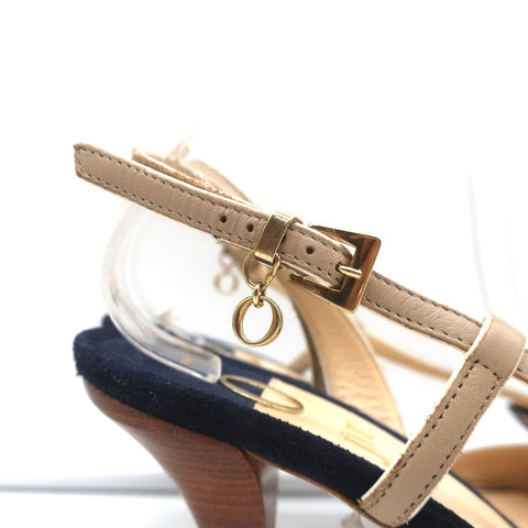 O Jour Asymmetric Bow Sandals Taupe Leather Size 41 Peep Toe Slingback Heels