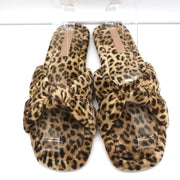 Loeffler Randall Puffy Knot Sandals Leopard Print Velvet Size 11 Flat Slides