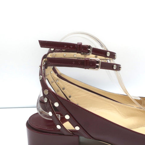 Jimmy Choo Studded Ankle Strap Pumps Daniela Wine Spazzalatto Leather Size 42
