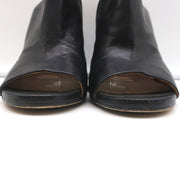 Maison Margiela Open Toe Booties Black Leather Size 37.5 Round Heel Slingback