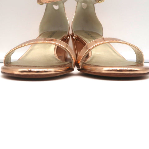 Stuart Weitzman Simple Sandals Rose Gold Metallic Leather Size 7N Block Heel NEW