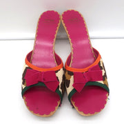 Moschino Cheap and Chic Bow Clog Sandals Leopard Print Size 40 High Heel Slides