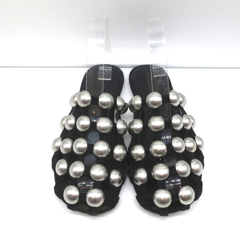 Alexander Wang Amelia Mules Black Studded Suede Size 37 Caged Sandals