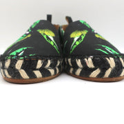 Proenza Schouler Espadrilles Black Floral Print Canvas Size 6 Slip-On Flats