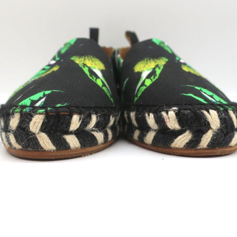 Proenza Schouler Espadrilles Black Floral Print Canvas Size 6 Slip-On Flats
