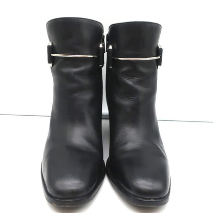 Balenciaga Metal Bar Ankle Boots Black Leather Size 38.5 Chunky Heel Booties