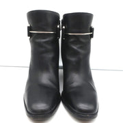 Balenciaga Metal Bar Ankle Boots Black Leather Size 38.5 Chunky Heel Booties