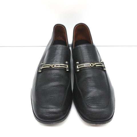 NewbarK Melanie Loafers Black Embossed Leather Size 7.5 Slip-On Flats
