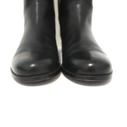 Fendi Riding Boots Black Croc-Trim Leather Size 36 Flat Knee High Boots