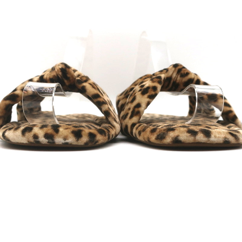Loeffler Randall Puffy Knot Sandals Leopard Print Velvet Size 11 Flat Slides