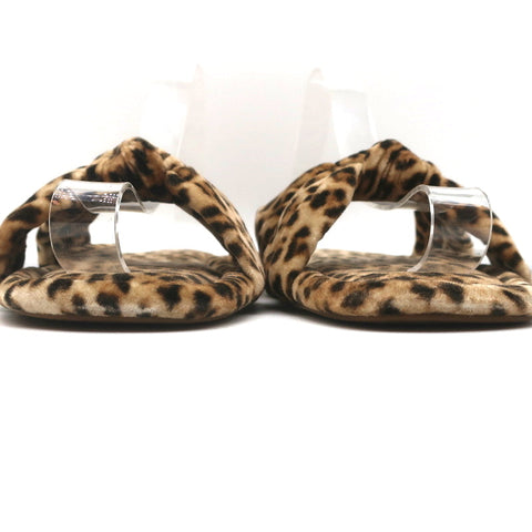 Loeffler Randall Puffy Knot Sandals Leopard Print Velvet Size 11 Flat Slides