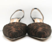 Manolo Blahnik Carolyne Slingback Pumps Leopard Jacquard & Patent Size 38.5