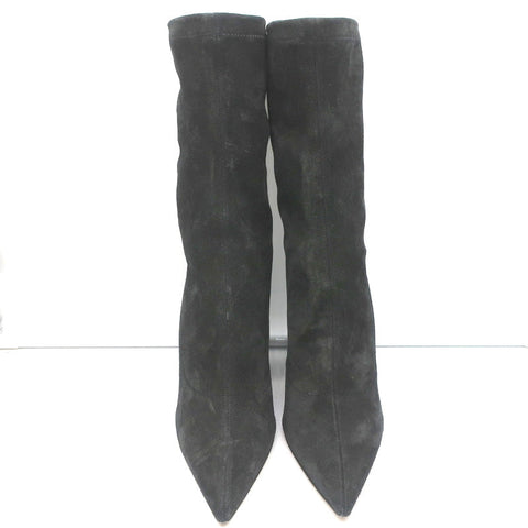Paris Texas Mama Daily Boots Charcoal Stretch Suede Size 40 Pointed Toe