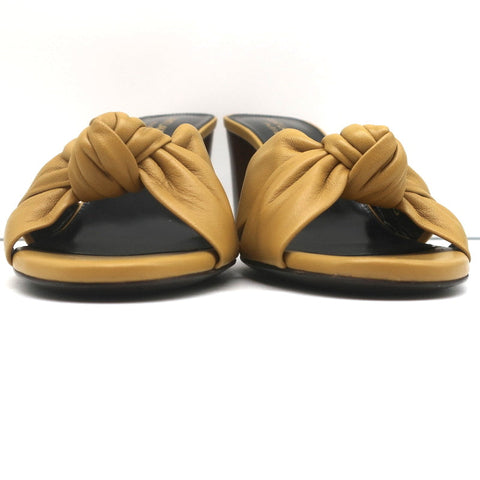 Saint Laurent Bianca Knot Mules Mustard Yellow Leather Size 36.5 Slide Sandals