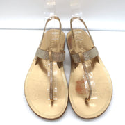 Pedro Garcia Crystal Thong Sandals Zulmar Gold Satin Size 38 Slingback Flats
