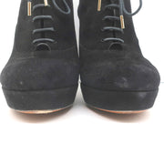 Gucci Betty Lace-Up Platform Booties Black Suede Size 38.5