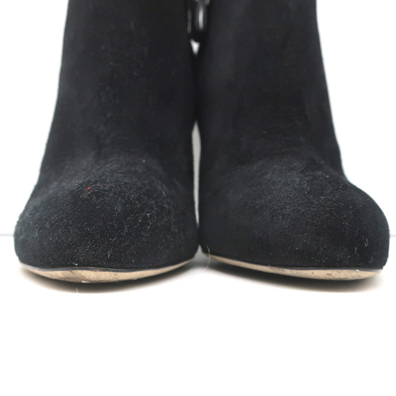 Sergio Rossi Studded Heel Booties Black Suede Size 38.5 Ankle Boots