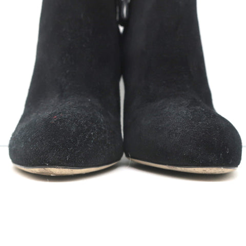 Sergio Rossi Studded Heel Booties Black Suede Size 38.5 Ankle Boots