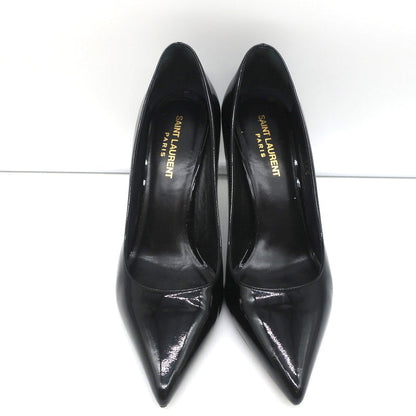 Saint Laurent Paris 80 Pumps Black Patent Leather Size 37.5 Pointed Toe Heels
