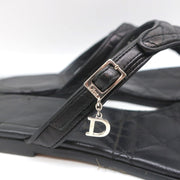 Christian Dior Cannage Thong Sandals Black Leather Size 35.5 Flat Slides