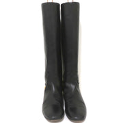 Gucci Babouska Studded Heel Knee High Boots Black Leather Size 38.5