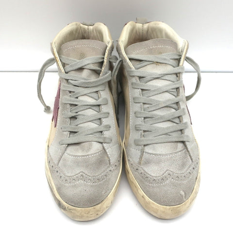 Golden Goose Mid Star Sneakers Off-White Leather & Purple Suede Size 37