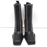 Proenza Schouler Gold Heel Chelsea Boots Black Leather Size 36.5 NEW