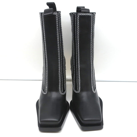 Proenza Schouler Gold Heel Chelsea Boots Black Leather Size 36.5 NEW