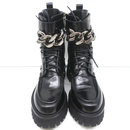 Casadei Chain Link Combat Boots Black Studded Leather Size 36.5