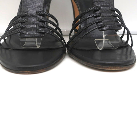 Gucci Tom Ford T-Strap Sandals Black Leather Size 8 Open Toe Heels