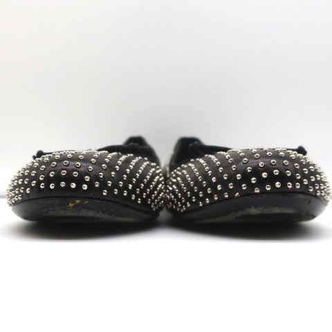 Saint Laurent Dance Ballet Flats Black Studded Leather Size 37.5