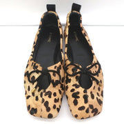 Frame Square Toe Ballet Flats Le Sunset Leopard Print Calf Hair Size 37.5