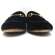 Gucci Jordaan Horsebit Loafers Black Velvet Size 37.5