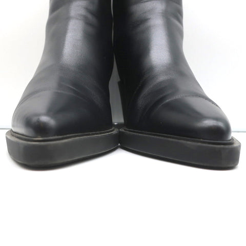 Gianvito Rossi Dylan Ankle Boots Black Leather Size 41.5 Pointed Toe High Heel