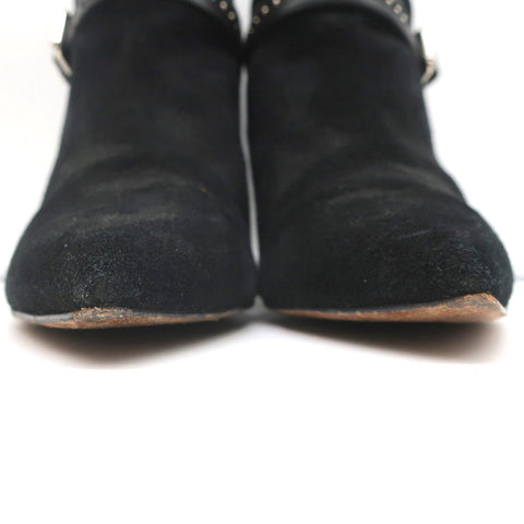 IRO Harness Ankle Boots Salix Black Studded Suede Size 37 Pointed Toe Booties