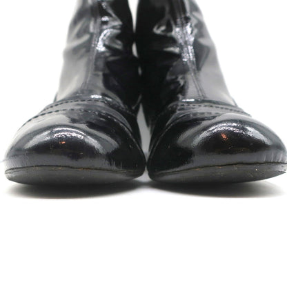 Lanvin Ankle Boots Black Patent Leather Size 41 Kitten Heel Booties