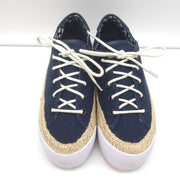 Tory Burch Platform Espadrille Sneakers Navy Canvas Size 5