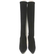 Manolo Blahnik Pascalare Knee High Boots Black Stretch Suede Size 37.5