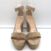 Gianvito Rossi Platform Sandals Bisque Suede Size 36 Ankle Strap Heels
