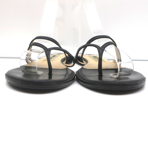 Jimmy Choo Flat Thong Slide Sandals Black Leather Size 38.5