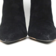 Jimmy Choo Kassidy Bow Ankle Boots Black Suede Size 39 Pointed Toe High Heel