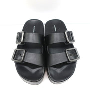 Balenciaga Mallorca Platform Slide Sandals Black Leather Size 37 NEW