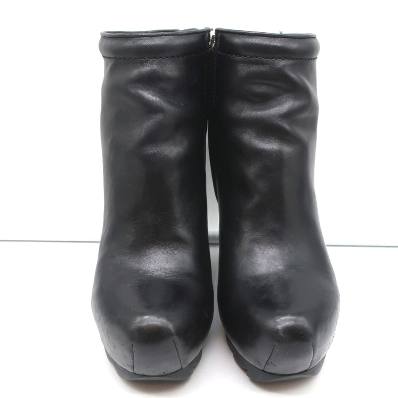 Camilla Skovgaard Saw-Sole Wedge Booties Black Leather Size 36 Ankle Boots