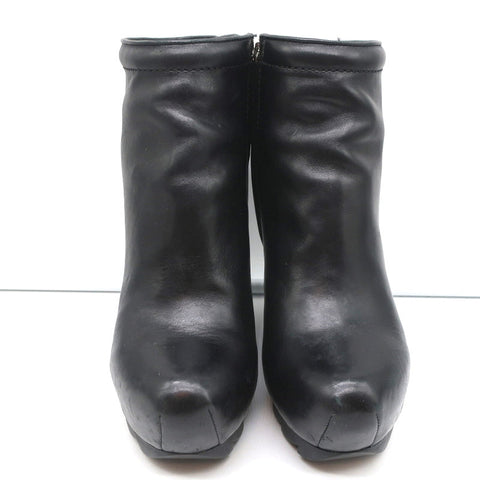 Camilla Skovgaard Saw-Sole Wedge Booties Black Leather Size 36 Ankle Boots