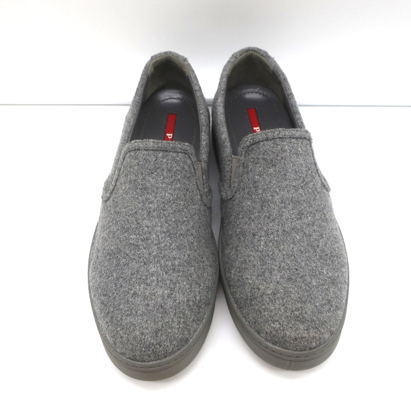Prada Sport Slip-On Sneakers Gray Wool Felt Size 37.5