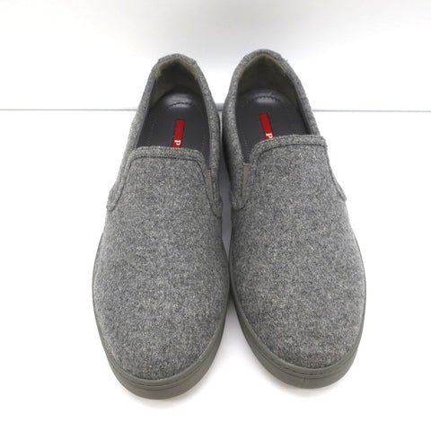 Prada Sport Slip-On Sneakers Gray Wool Felt Size 37.5