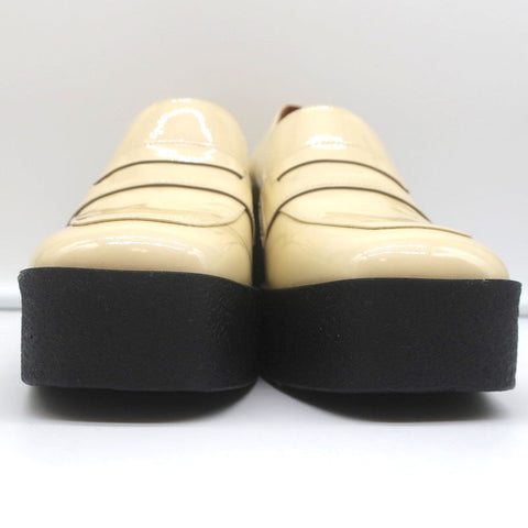 Akaada Platform Penny Loafers Yoko Ivory Patent Leather Size 36 NEW