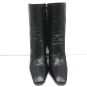 Valentino Rockstud Trim Mid-Calf Boots Black Leather Size 38 High Heel