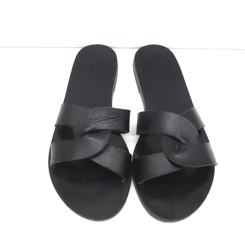 Ancient Greek Sandals Desmos Slides Black Leather Size 38